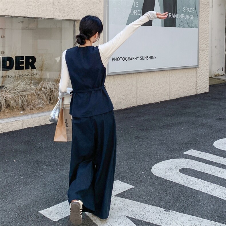 轻熟风韩系马甲套装女2025秋新款时尚穿搭洋气减龄阔腿裤三件套潮,女装套装/套裙,浙宝217