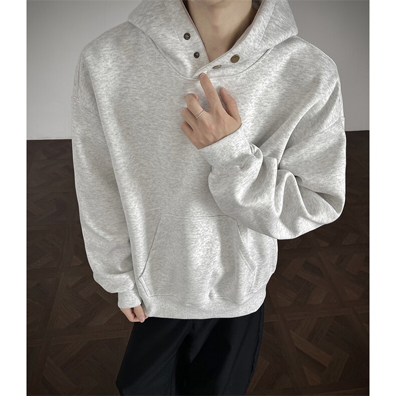 重磅500克双排扣连帽卫衣纯色宽加绒奥粒绒外套上衣RH5343JR-P57,女装短外套,星座610B-1
