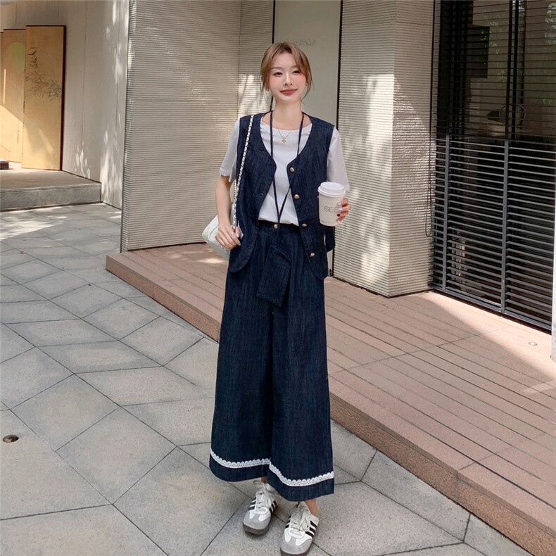 主推大量现货25新款牛仔套装2D044-758-P两件套160-P三件套180,女装套装/套裙,2D044