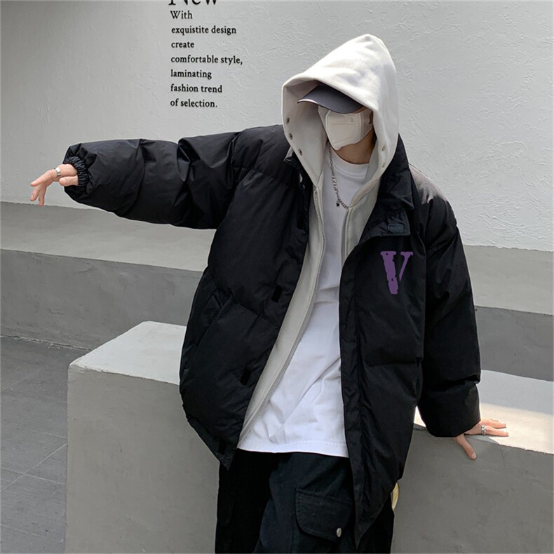 2026新款假两件紫色v宽松大码百搭连帽棉衣M8985-p128控158,男装棉衣,星座508（原C305）