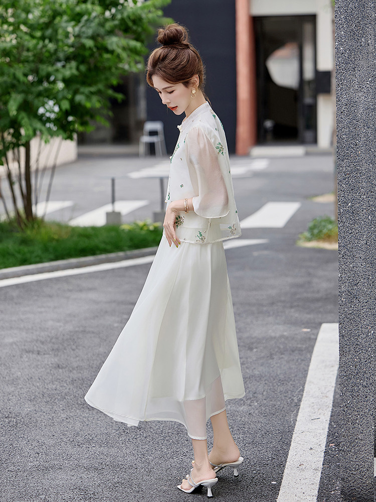 新中式轻国风套装女2025夏季新款高级感古典气质改良汉服两件套,女装套装/套裙,芷墨服饰