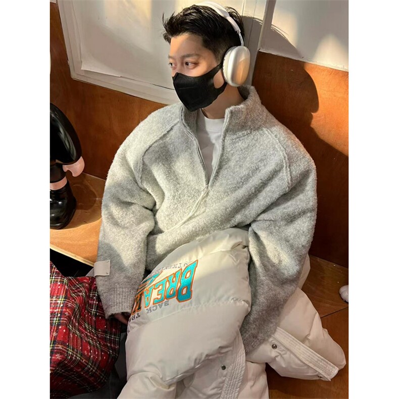 立领拉链毛衣慵懒高级感冬季羊毛针织衫男士开衫外套MT10，男装针织衫/毛衣，星座1116A（原606A-3）