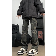 牛仔裤男夏季薄款修身直筒微喇工装裤美式加长版裤子NZT802，男装牛仔裤，星座516A