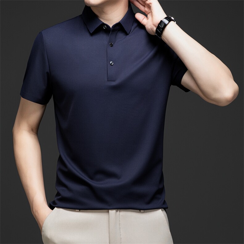 短袖T恤男冰丝夏季商务休闲翻领Polo衫纯色男士半袖体恤时尚上衣,男装Polo衫,电商B212（原钱塘6029）