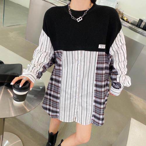 【现货】春季休闲拼接衬衣，女装，玲珑颂