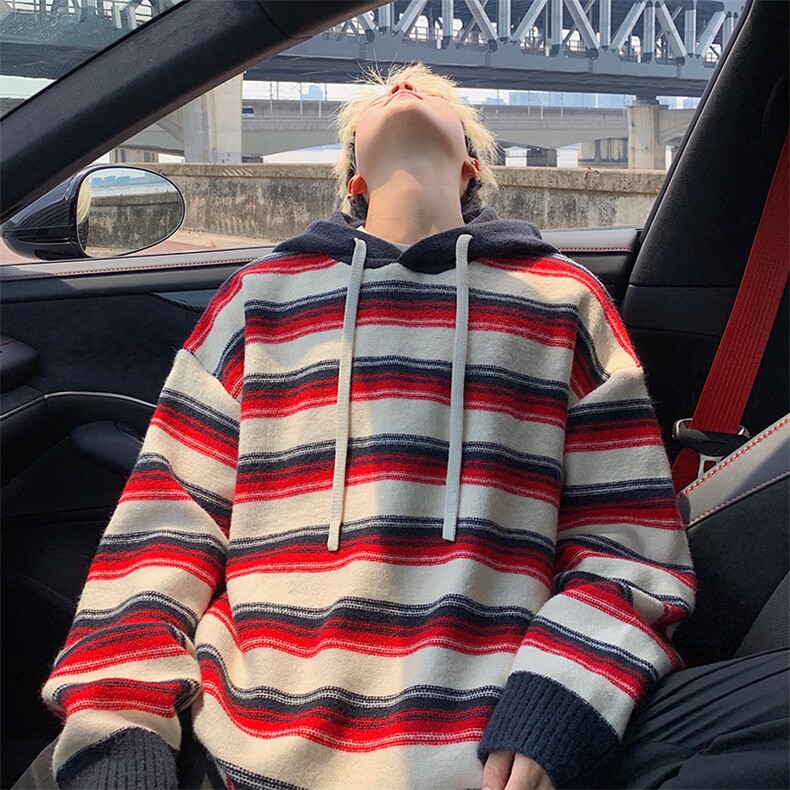 毛衣男秋冬新款港风宽松连帽针织毛衫MYA1-P65,男装针织衫/毛衣,星座214-3