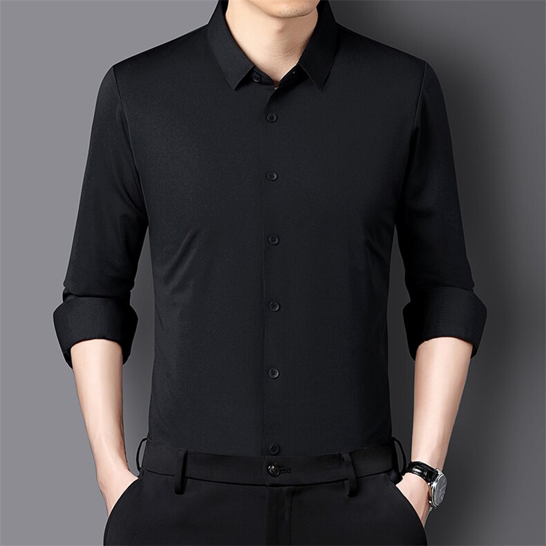 秋季长袖衬衫男商务2023新款男士休闲爸爸抗皱潮流白衬衣夏季薄款,男装衬衫,电商B212（原钱塘6029）