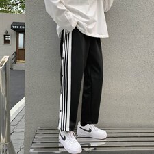 阔腿裤百搭直筒排扣裤男宽松篮球裤潮流运动裤子男韩版D779-P35图片