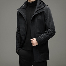 BZ2268钱塘2020-2秋冬中长款中年男士连帽羽绒服时尚休闲外套P210，男装羽绒服，钱塘207-2