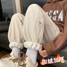 加绒加厚休闲运动卫裤男美式针织束脚裤子715-6-BX01P55（控78），男装休闲裤，星座715-6