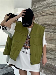 夏季新款 毛边休闲马甲图片