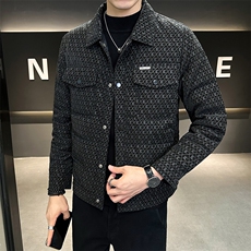 标50冬季2025翻领加厚羽绒服休闲千鸟格印花羽绒服YR8093-P200，男装羽绒服，电商A413