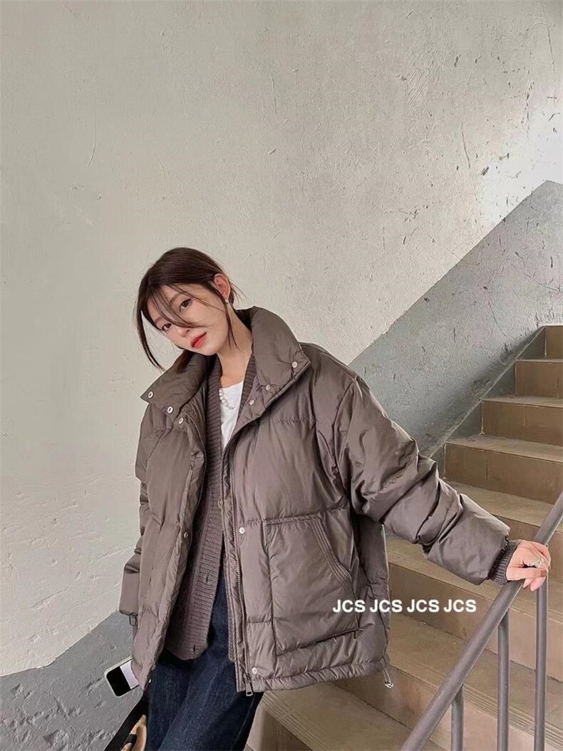 拼接毛羽绒服，女装羽绒服，E品