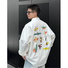 网图！印花长袖百搭衬衫小众设计美式复古外套-LK80131-特批60，男装衬衫，电商A061