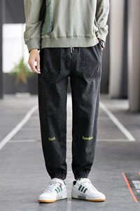 牛仔裤男2021秋冬新款韩版束脚百搭宽松哈伦长裤C402图片