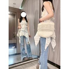 【网图有货】浅蓝色毛边破洞牛仔裤男女夏季微喇裤子C150WW-特P45，男装牛仔裤，星座1007（原301D）