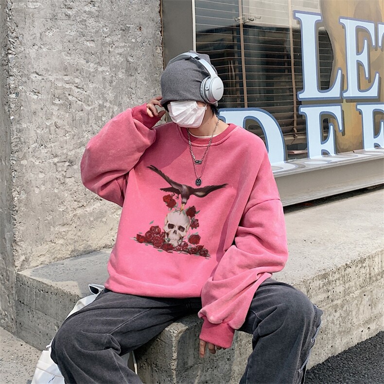 22新款秋复古美式水洗做旧宽松男女中性卫衣301B-JB7901-P58,男装卫衣,星座301B