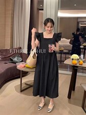 【夏季新款】韩版木耳边雪纺连衣裙，女装连衣裙，玩美