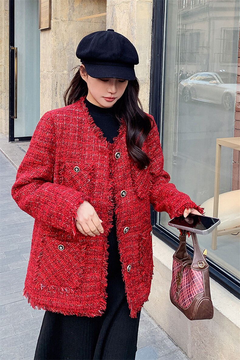 A107本命年圣诞过年红小香风外套90绒羽绒服A107-P190-K298,女装羽绒服,2C232