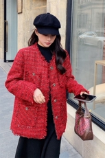 A107本命年圣诞过年红小香风外套90绒羽绒服A107-P190-K298，女装羽绒服，2C232