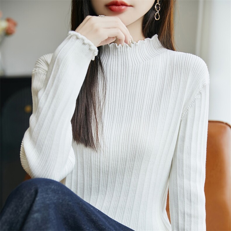 2025简约百搭时尚半高领抽条内搭，女装卫衣/绒衫，长今羊