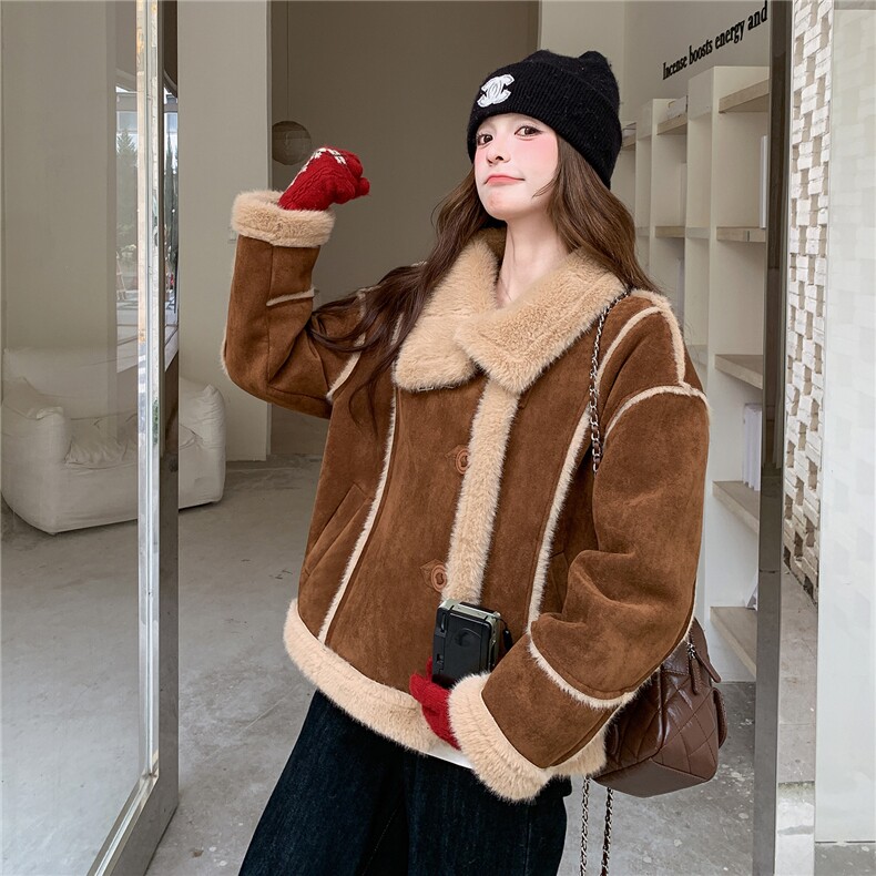现货主推~秋冬新款加厚羊羔毛冬季外套1D085-12658-P205K305,女装毛呢外套,1C130
