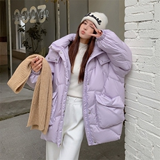 韩系chic连帽短款紫色羽绒服女冬季新款超火好看高级小众加厚外套，女装羽绒服，2C262