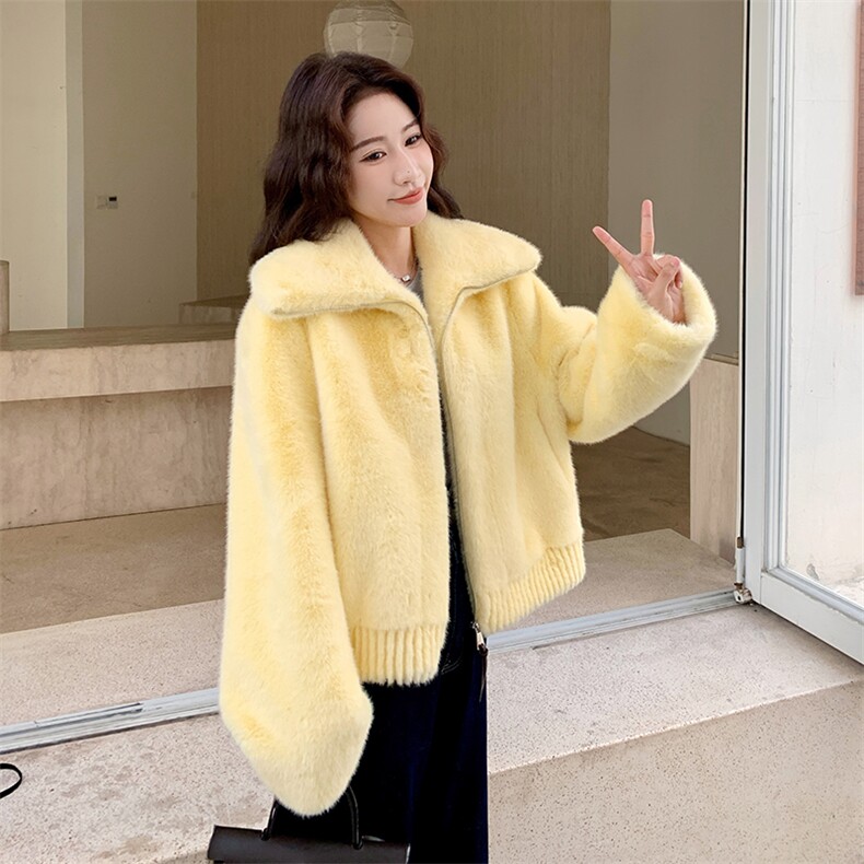 新品现货2025新款环保貂毛皮毛一体保暖舒适时尚，女装皮草，欣美人