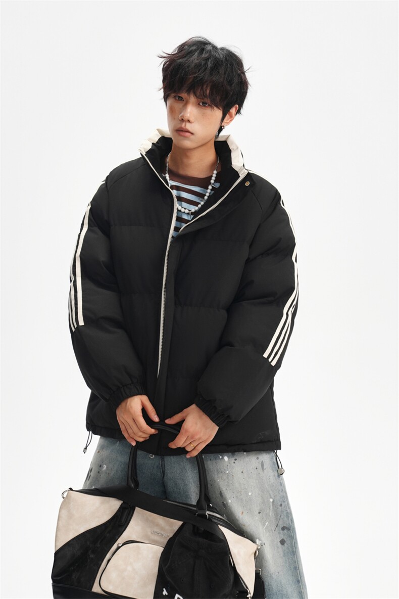 ！冬季条纹五防立领加绒加厚棉衣情侣撞色棉服外套MY7777-P68,男装棉衣,星座610B-1