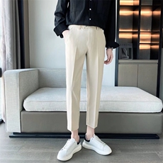 夏季韩版潮流九分西裤男士修身冰丝裤小脚裤休闲裤长款男裤子S02，男装休闲裤，星座1116A-2（原606A-1）
