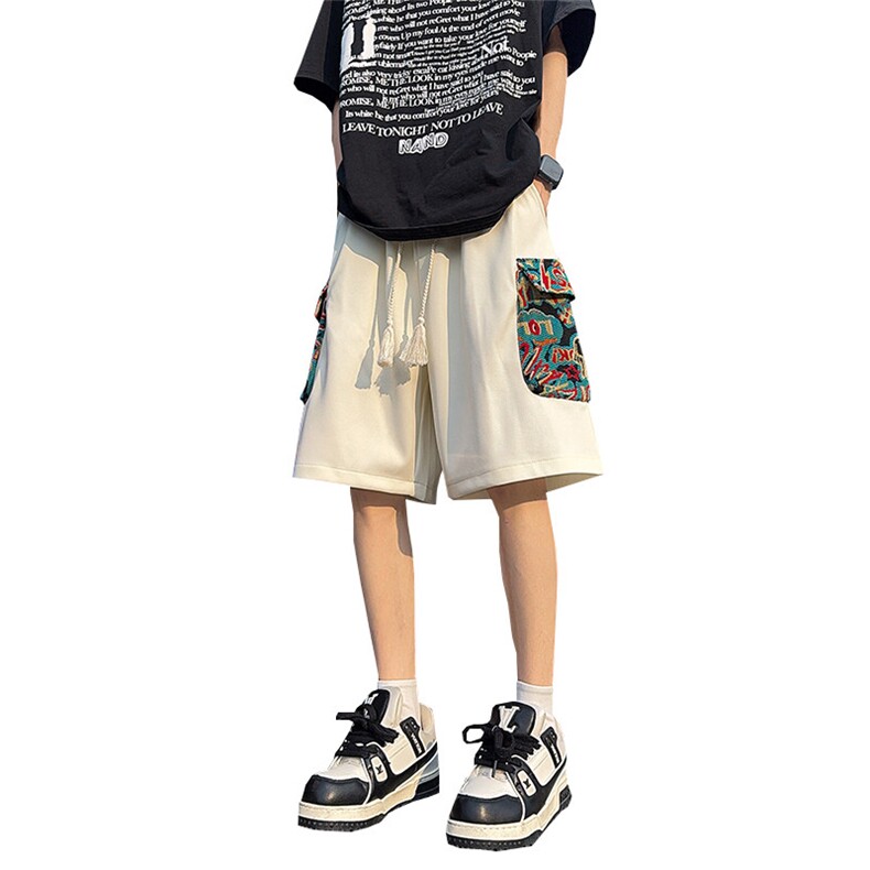 短裤男夏季美式复古拼接五分裤潮牌宽松大码XZ102B-1DK2512P30,男装牛仔裤,星座102B-1