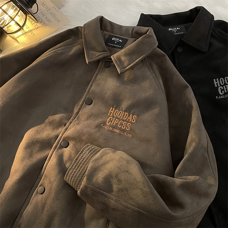 美式复古重磅麂皮绒夹克男女翻领飞行员棒球服春季外套WJ921-P68,男装夹克,星座1008