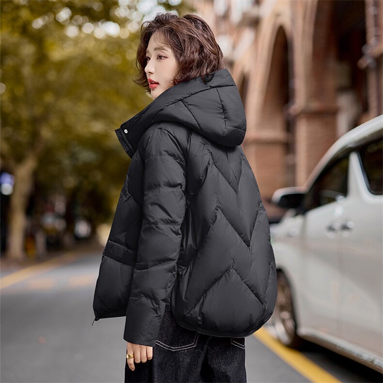红色短款羽绒服女高级设计感90白鸭绒小个子韩版宽松加厚冬季外套,女装羽绒服,梦懿尔