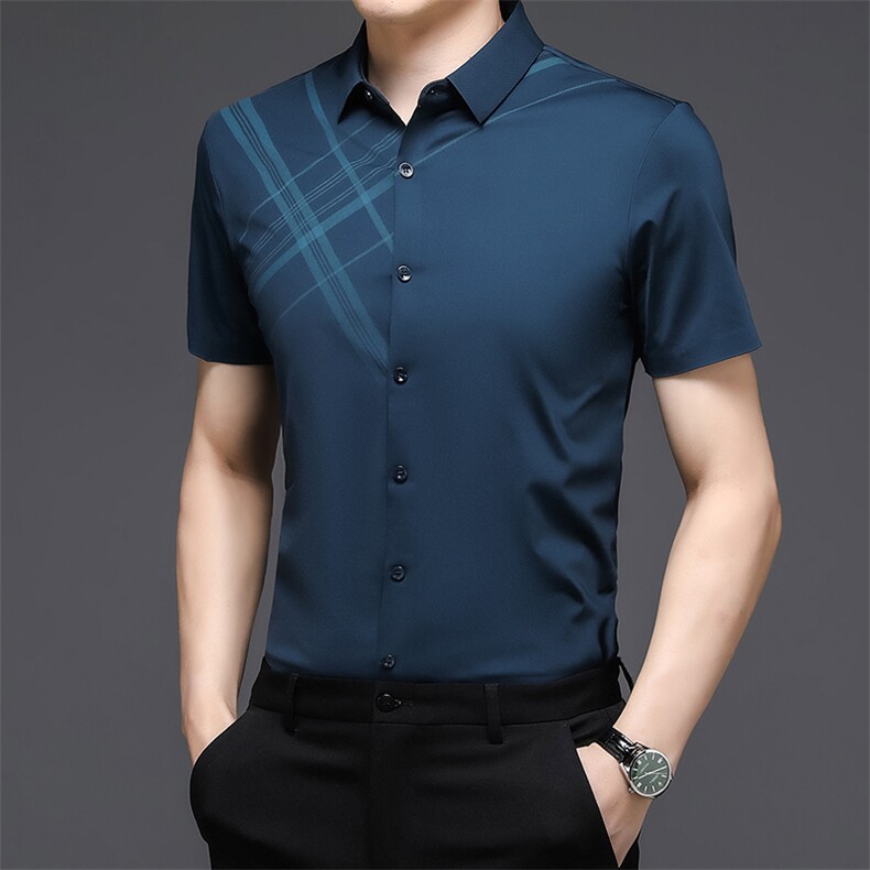 LLDN9996男式2023年夏季新款衬衫男短袖翻领休闲衬衣P65图片