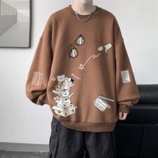 圆领卫衣男大码加厚加绒长袖t恤男S6115-P28加绒款-P33，男装卫衣，电商A040
