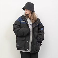 加绒加厚冬男女高领棉衣撞色工装大口袋印花面包服棉袄MY123P68，男装棉衣，星座1013-1