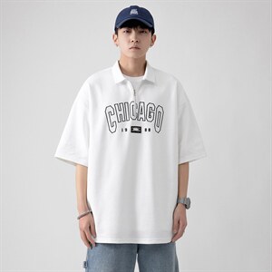 新款优品男士短袖刺绣半开拉链印花T恤宽松上衣POLO衫ZD3315-P52图片