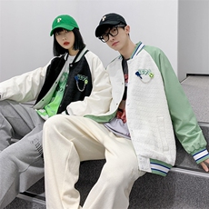 秋装立体印花夹克棒球服男女同款中性风情侣款潮牌外套8013-P95，男装夹克，电商A441-1