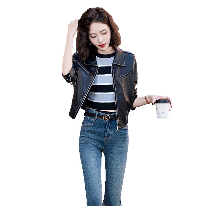 吾爱衣1901款网红皮衣外套女短款美拉德洋气减龄百搭短款夹克,女装皮衣,吾爱衣