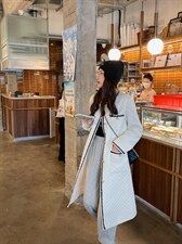 洋气小香风格纹衣压缩保暖服外套，女装棉衣/棉服，M.W 嫚维