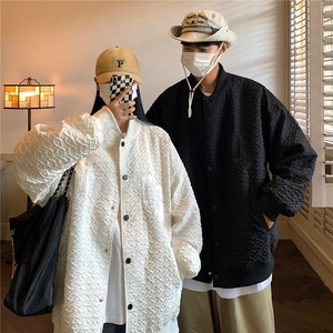 情侣装秋冬新款同色系夹棉加厚字母绣花棒球服外套D227 P118男类,女装短外套,电商A335-1（原A458）