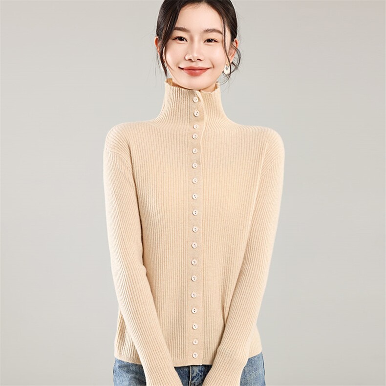 35%羊绒衫秋冬季新款舒适时尚百搭女式宽松长袖羊绒开衫图片