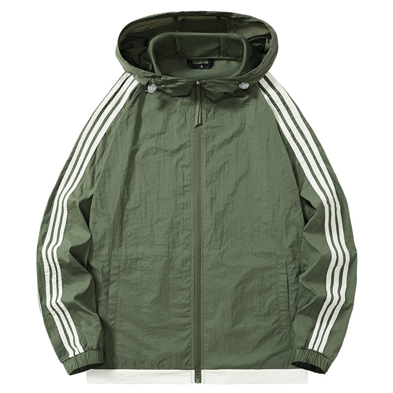 防晒服男透气凉感皮肤衣连帽美式三条杠运动外套夏季薄款9920-P30,男装防晒衣,星座1403B