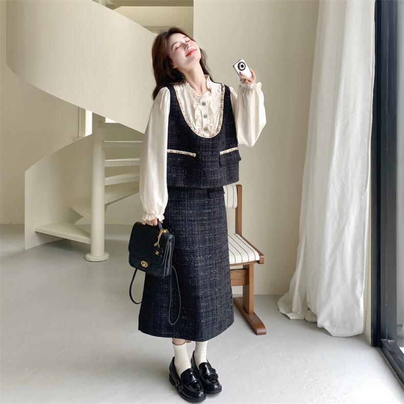 26春新款现-法式小香风高级感假两件优雅半裙套装2612-P175K288,女装套装/套裙,2B190