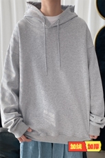 WY2102-P40加绒-P45纯棉连帽卫衣男大码运动帽衫宽松薄外套男，男装卫衣，电商A040