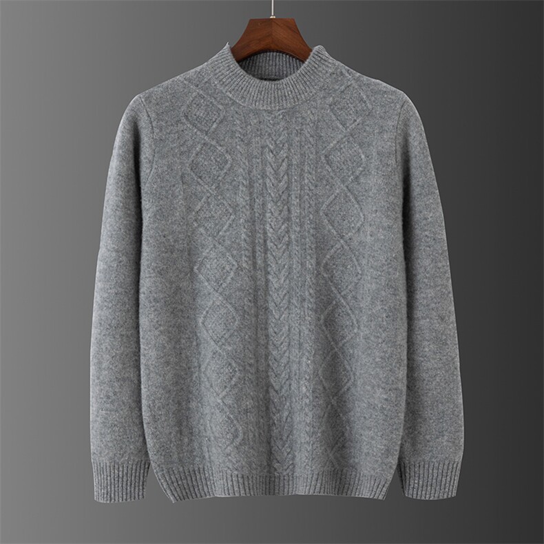 新款高品质男士羊毛衫秋冬保暖时尚百搭圆领毛衣优雅大气男装，男装羊毛衫，暖钟情羊绒