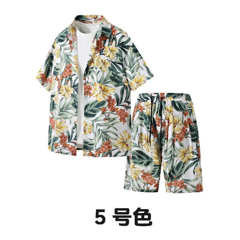 夏季男衬衫沙滩透气宽松港风青年花色衬衫TZ001-P45图片