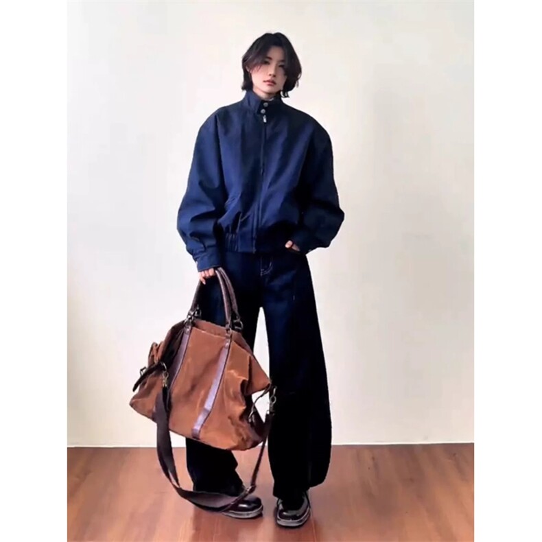 网图有货藏青色复古哈灵顿夹克立领飞行员棒球服外套男A337-P70,男装夹克,星座1505