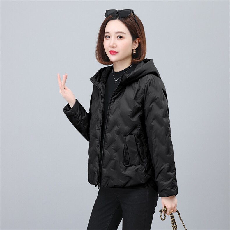 时尚宽松连帽羽绒服冬季保暖轻薄外套显瘦百搭女装,女装羽绒服,依恋蒂丝