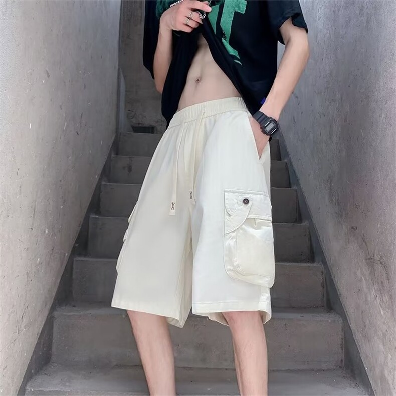 工装短裤男韩版潮流大口袋2025夏季新款ins宽松帅五分裤K2162-P38,男装牛仔裤,星座412